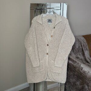 Curio by Copyright Tan Knit Cardigan Oversized Heavyweight Size XL pockets
